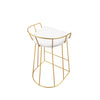 Cato 27 Inch Counter Stool Chair White Faux Leather Gold Steel Frame By Casagear Home BM316952