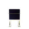 Boly 22 Inch Dining Side Chair Armchair, Navy Blue Velvet, Gold Steel Frame By Casagear Home