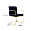 Boly 22 Inch Dining Side Chair Armchair, Navy Blue Velvet, Gold Steel Frame By Casagear Home