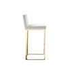 Boly 30 Inch Barstool Chair Cushioned White Faux Leather Gold Cantilever By Casagear Home BM316957