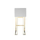 Boly 30 Inch Barstool Chair Cushioned White Faux Leather Gold Cantilever By Casagear Home BM316957