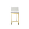 Boly 26’’ Counter Stool White Faux Leather Gold Cantilever by Casagear Home BM316958