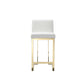 Boly 26 Inch Counter Stool Cushioned White Faux Leather Gold Cantilever By Casagear Home BM316958