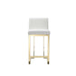 Boly 26 Inch Counter Stool, Cushioned White Faux Leather, Gold Cantilever By Casagear Home