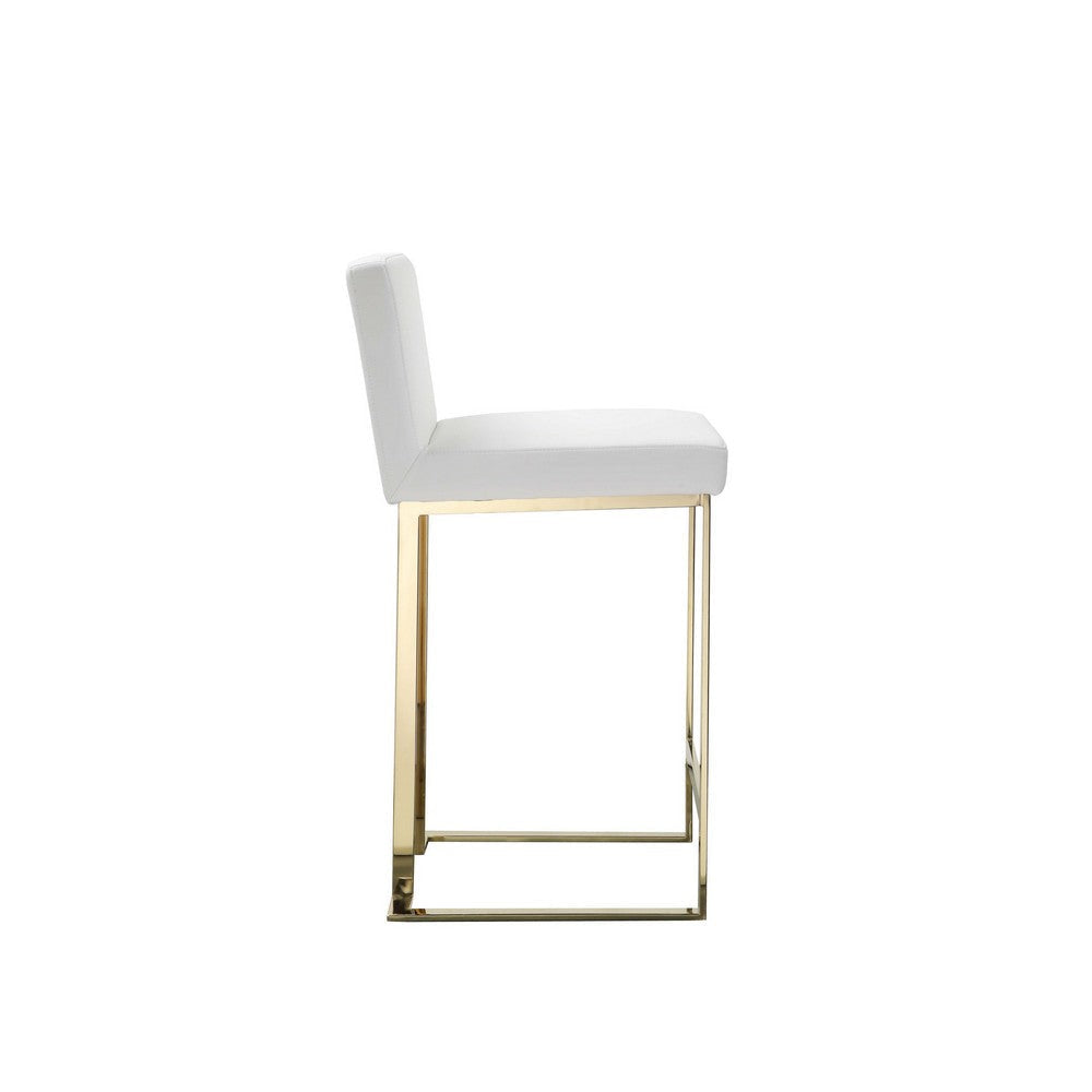 Boly 26’’ Counter Stool White Faux Leather Gold Cantilever by Casagear Home BM316958