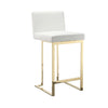 Boly 26 Inch Counter Stool Cushioned White Faux Leather Gold Cantilever By Casagear Home BM316958