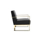 Boly 28 Inch Lounge Chair, Black Faux Leather Upholstery, Gold Steel Frame By Casagear Home