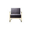 Boly 28 Inch Lounge Chair, Gray Velvet Upholstery, Gold Steel Frame By Casagear Home