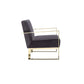 Boly 28 Inch Lounge Chair, Gray Velvet Upholstery, Gold Steel Frame By Casagear Home