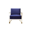 Boly 28 Inch Lounge Chair, Navy Blue Velvet Upholstery, Gold Steel Frame By Casagear Home