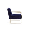 Boly 28 Inch Lounge Chair, Navy Blue Velvet Upholstery, Gold Steel Frame By Casagear Home