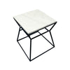Lio 18 Inch Side End Table, White Marble Top, Open Hourglass Frame, Black By Casagear Home