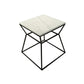 Lio 18 Inch Side End Table White Marble Top Open Hourglass Frame Black By Casagear Home BM316965