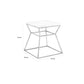 Lio 18 Inch Side End Table, White Marble Top, Open Hourglass Frame, Black By Casagear Home