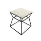 Lio 18 Inch Side End Table, White Marble Top, Open Hourglass Frame, Black By Casagear Home