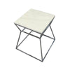 Lio 18 Inch Side End Table, White Marble Top, Silver Open Hourglass Frame By Casagear Home