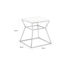 Lio 18 Inch Side End Table, White Marble Top, Silver Open Hourglass Frame By Casagear Home