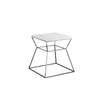 Lio 18 Inch Side End Table, White Marble Top, Silver Open Hourglass Frame By Casagear Home