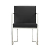 Boly 22 Inch Dining Armchair, Chrome Cantilever Steel, Black Faux Leather By Casagear Home