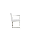 Boly 22 Inch Dining Armchair, Chrome Cantilever Steel, White Faux Leather By Casagear Home