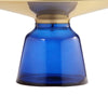 Len 30 Inch Coffee Table Blue Blown Glass Bell Base Funnel Top Gold Steel By Casagear Home BM316976