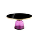 Len 30 Inch Coffee Table Purple Blown Glass Bell Base Funnel Gold Steel By Casagear Home BM316979
