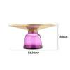 Len 30 Inch Coffee Table Purple Blown Glass Bell Base Funnel Gold Steel By Casagear Home BM316979