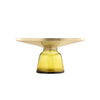 Len 30 Inch Coffee Table, Yellow Blown Glass Bell Base, Funnel Gold Steel By Casagear Home