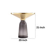 Len 21 Inch Side End Table Gray Blown Glass Base Funnel Top Gold Steel By Casagear Home BM316982