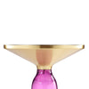 Len 21 Inch Side End Table Purple Blown Glass Bell Base Funnel Gold Steel By Casagear Home BM316984