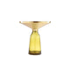 Len 21 Inch Side End Table, Yellow Blown Glass Bell Base, Funnel Gold Steel By Casagear Home