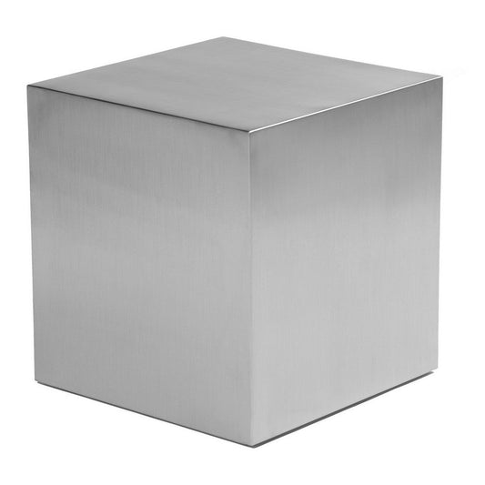 Brioni 16 Inch Side End Table, Square Top, Brushed Silver Metal Frame By Casagear Home