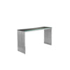 Meza 47 Inch Console Table, Glass Top, Waterfall Slatted Panel, Silver By Casagear Home