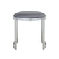 Niyo 19 Inch Accent Stool Cushioned Gray Velvet Seat Silver Metal Frame By Casagear Home BM316994