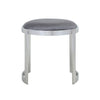 Niyo 19 Inch Accent Stool Cushioned Gray Velvet Seat Silver Metal Frame By Casagear Home BM316994