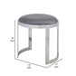 Niyo 19 Inch Accent Stool Cushioned Gray Velvet Seat Silver Metal Frame By Casagear Home BM316994