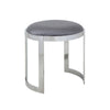 Niyo 19 Inch Accent Stool, Cushioned Gray Velvet Seat, Silver Metal Frame By Casagear Home