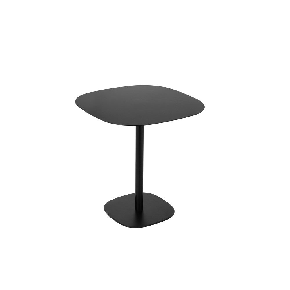 Liki 28 Inch Bistro Dining Table, Round Top and Base, Modern Black Metal By Casagear Home