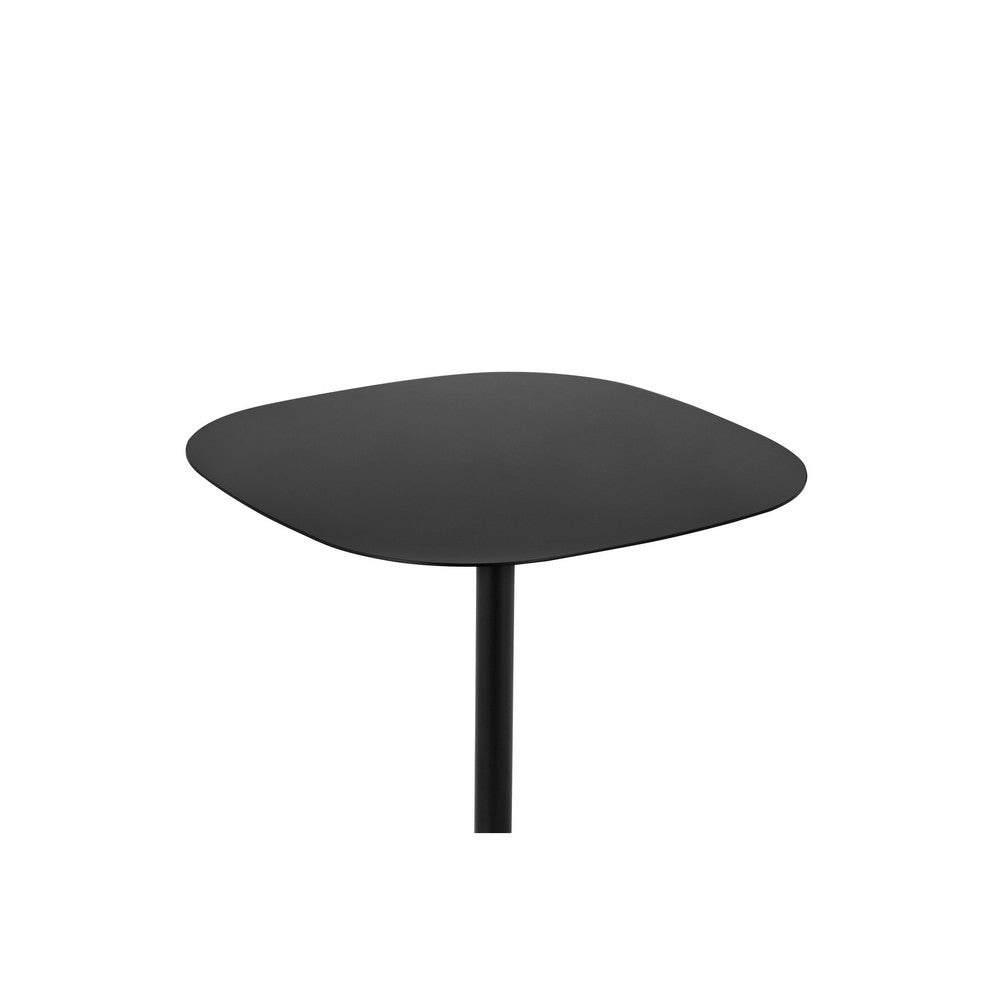 Liki 28 Inch Bistro Dining Table Round Top and Base Modern Black Metal By Casagear Home BM316996