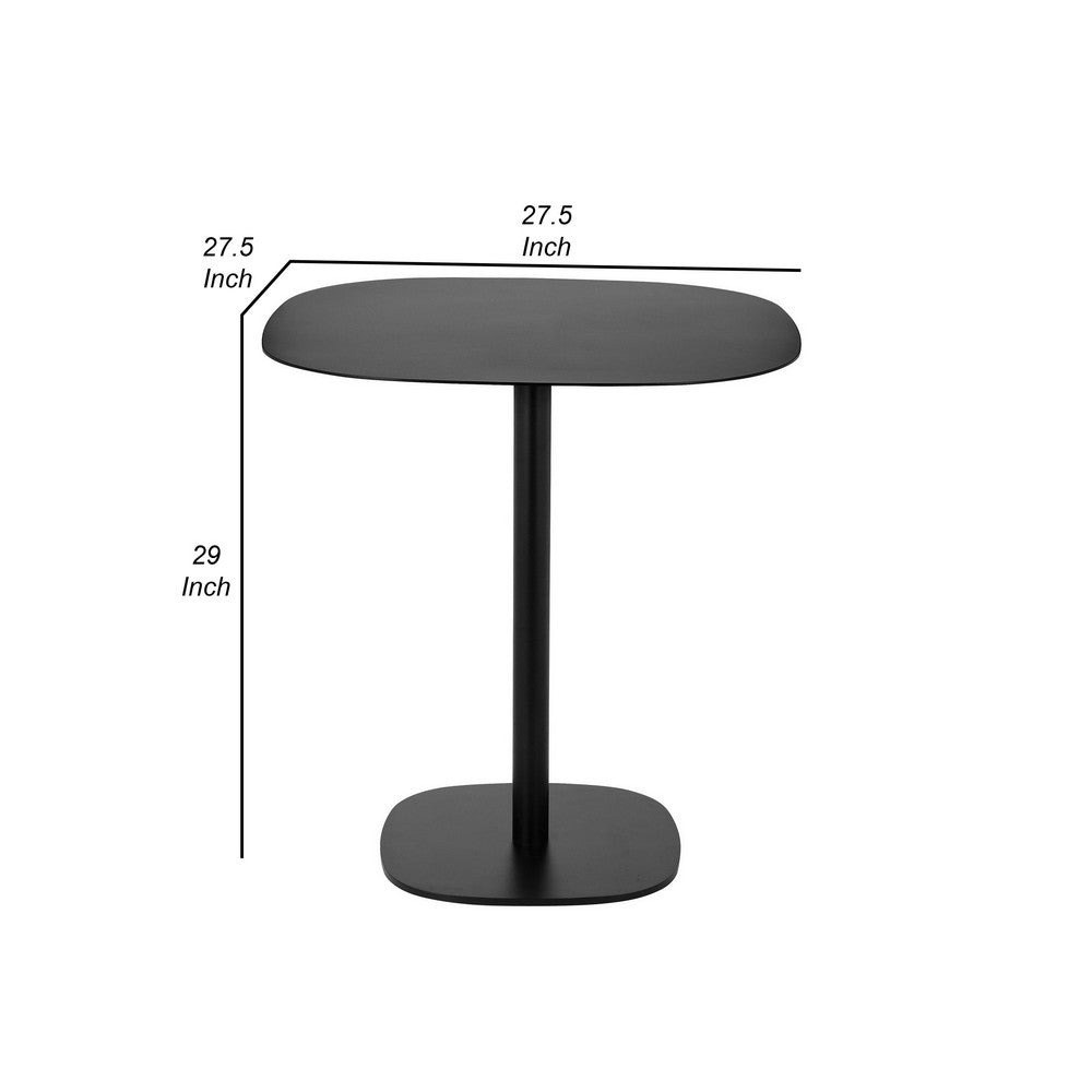 Liki 28 Inch Bistro Dining Table, Round Top and Base, Modern Black Metal By Casagear Home