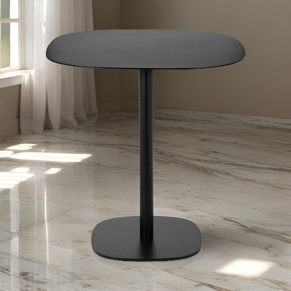Liki 28 Inch Bistro Dining Table, Round Top and Base, Modern Black Metal By Casagear Home