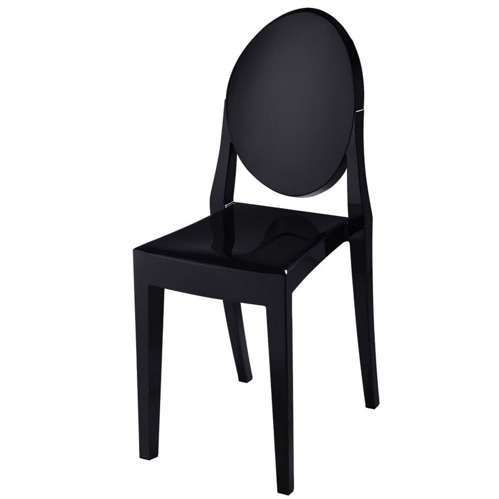 Temmy 20 Inch Set of 4 Dining Chairs, Round Back, Modern Black Acrylic By Casagear Home