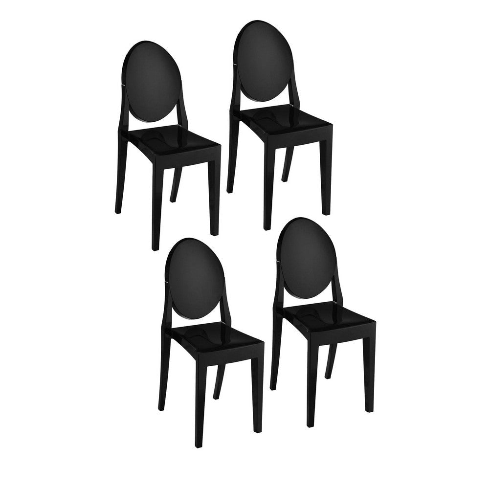 Temmy 20 Inch Set of 4 Dining Chairs, Round Back, Modern Black Acrylic By Casagear Home