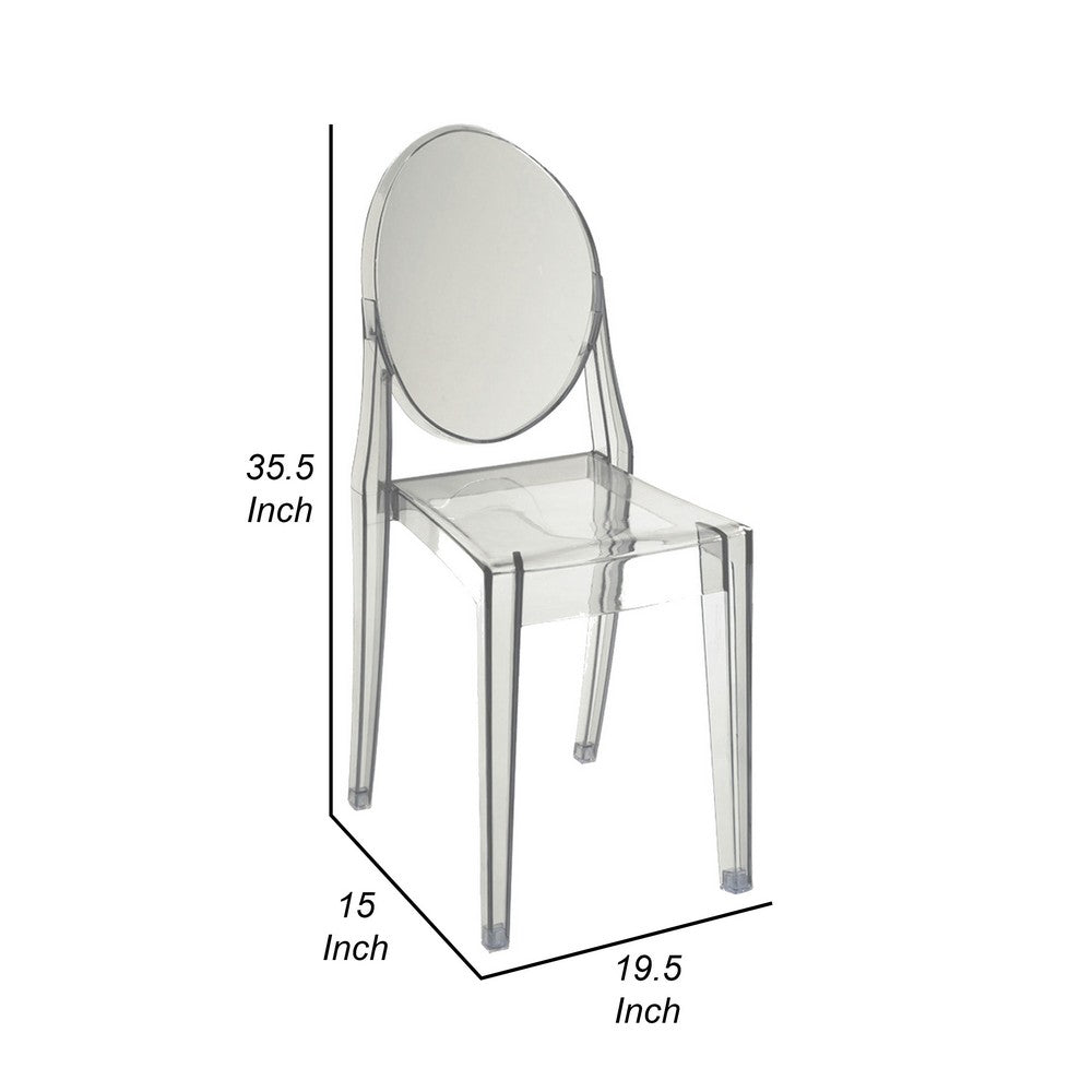 Temmy 20 Inch Set of 4 Dining Chairs, Round Back, Modern Clear Acrylic  By Casagear Home