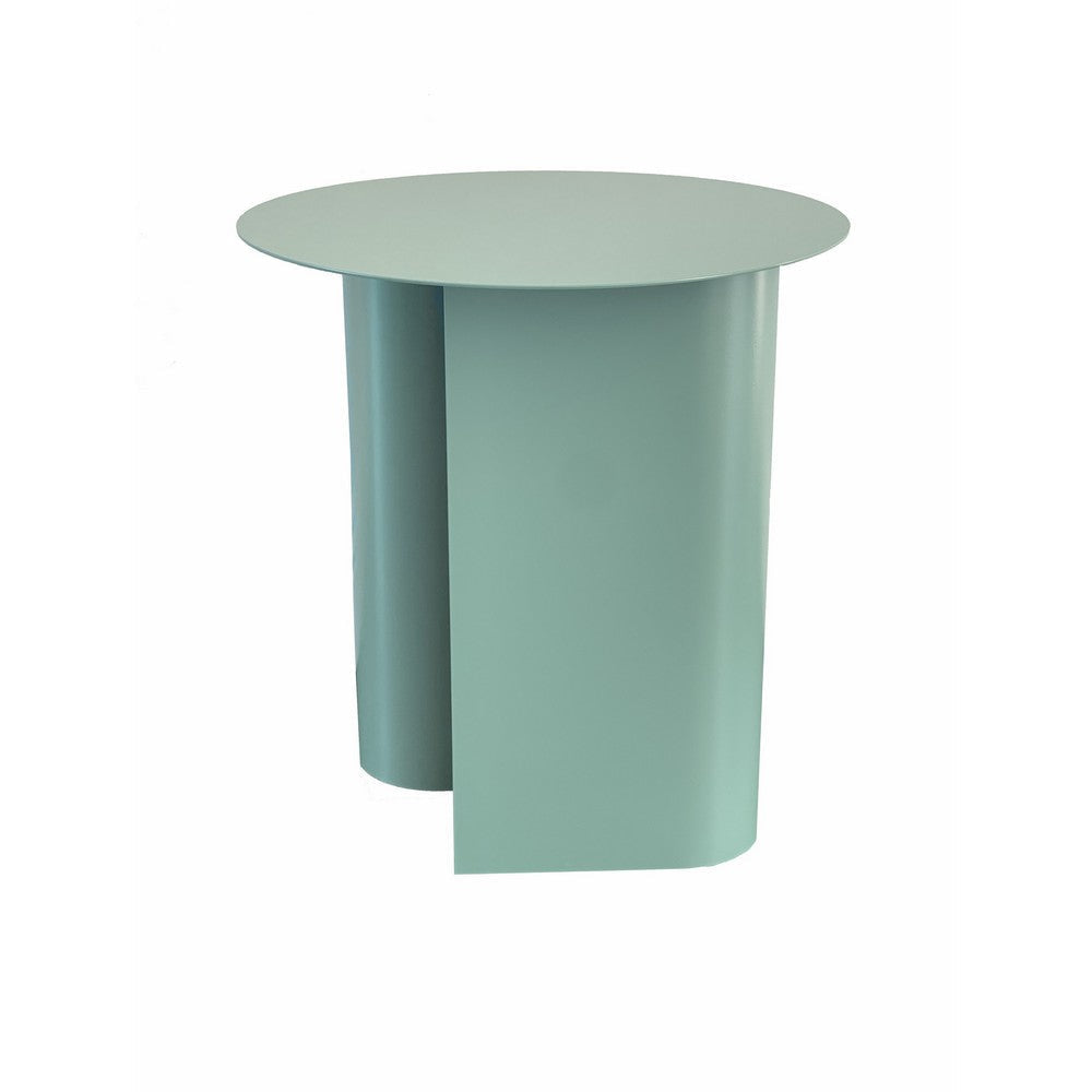 Rati 19 Inch Side End Table with Magazine Rack Round Top Green Finish By Casagear Home BM317002