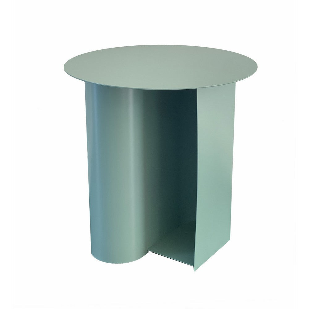 Rati 19 Inch Side End Table with Magazine Rack Round Top Green Finish By Casagear Home BM317002