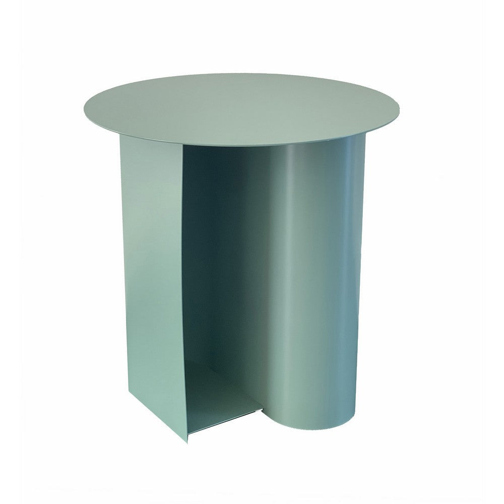 Rati 19 Inch Side End Table with Magazine Rack Round Top Green Finish By Casagear Home BM317002