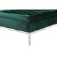 Vien 37 Inch Ottoman Nailhead Trim Square Green Velvet Tufted Chrome By Casagear Home BM317005