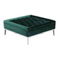 Vien 37 Inch Ottoman Nailhead Trim Square Green Velvet Tufted Chrome By Casagear Home BM317005