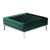 Vien 37 Inch Ottoman Nailhead Trim Square Green Velvet Tufted Chrome By Casagear Home BM317005